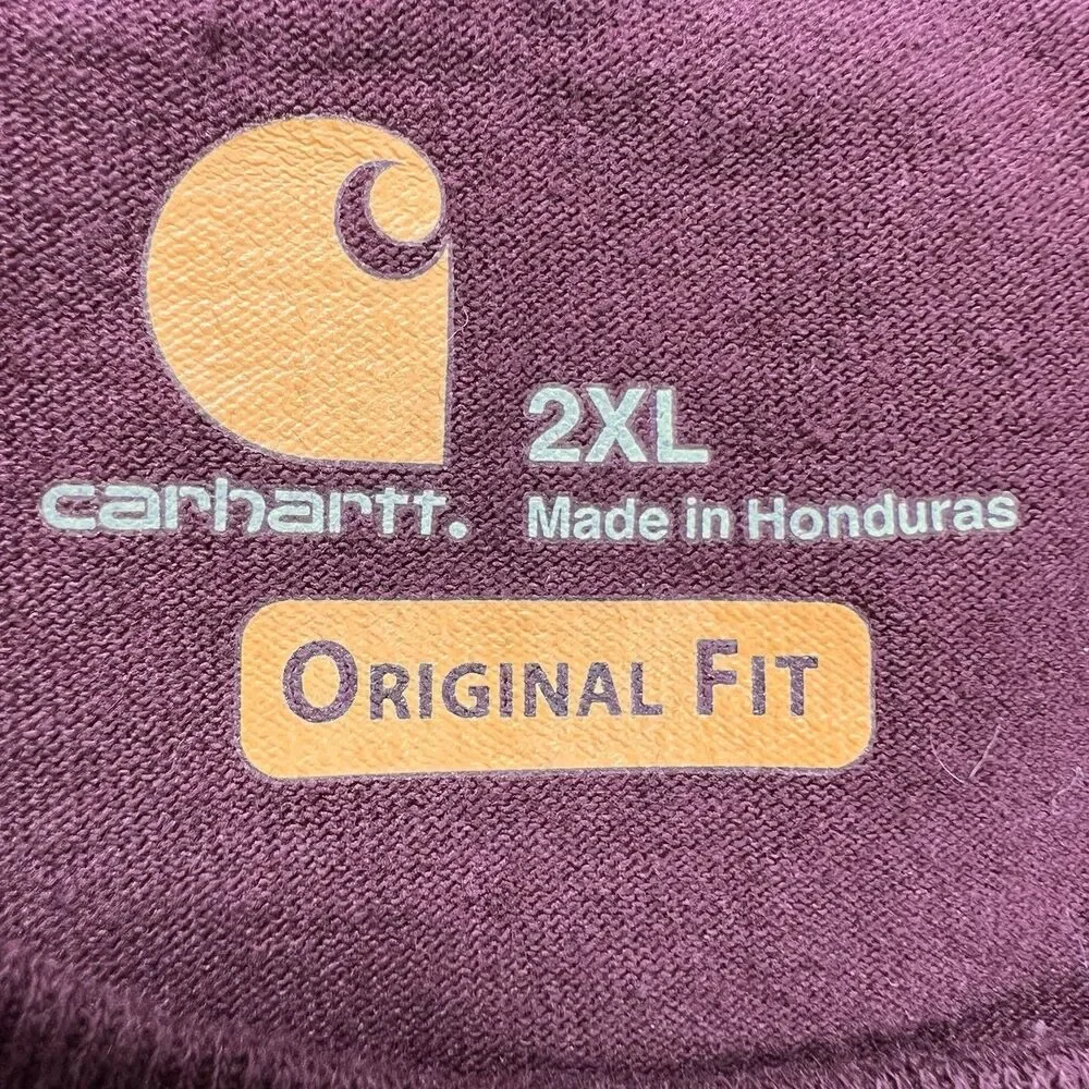 Carhartt K87 2XL‎ Maroon Pocket Work T-Shirt PCI Ent 1998 Graphic Workwear